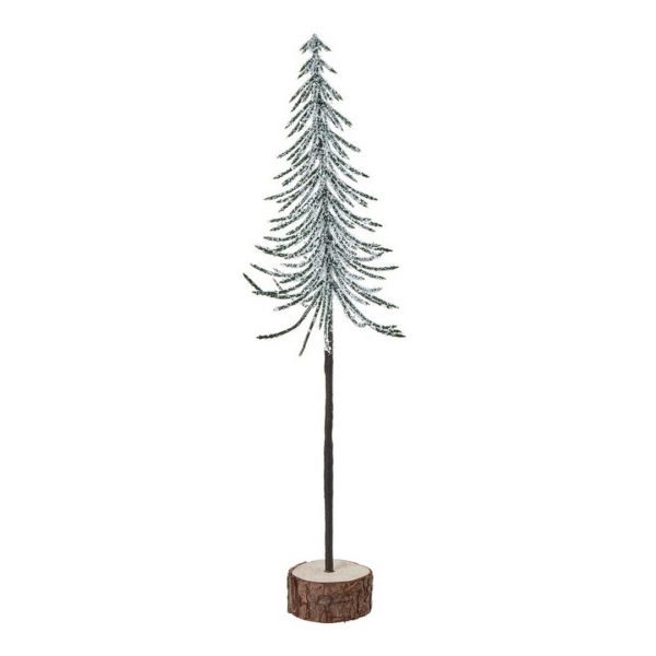 Medium Snowy Spindle Tree in Wood Log - Plastic - Height 30 cm - Brown