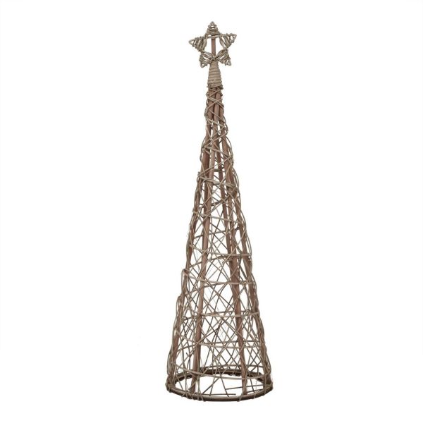 Small Led Christmas Tree with Star - Wicker - L30 x W30 x H100 cm - Brown
