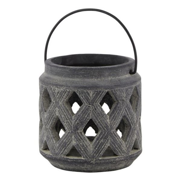 Amalfi Lattice Lantern - Ceramic - L15 x W15 x H15 cm - Grey