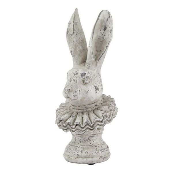 Stone Effect Ruffle Hare Ornament - Ceramic - L16 x W16 x H37 cm - Grey