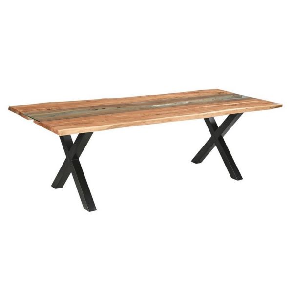 Live Edge Collection Large River Dining Table - Metal - L100 x W240 x H78 cm - Brown