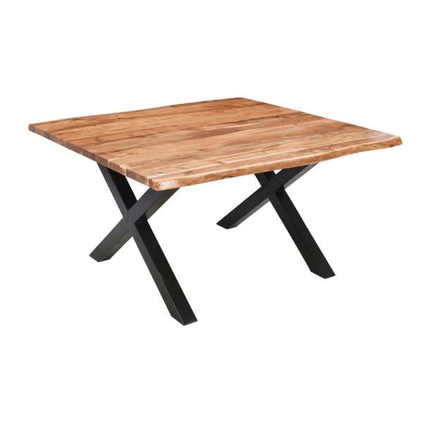 Live Edge Collection Large Square Dining Table - Metal - L140 x W140 x H76 cm - Brown