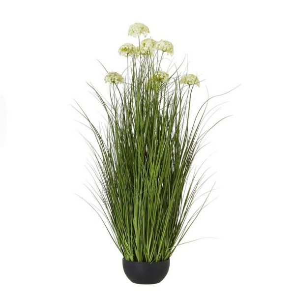 Allium Plant in Pot - Plastic - L17 x W17 x H70 cm - White