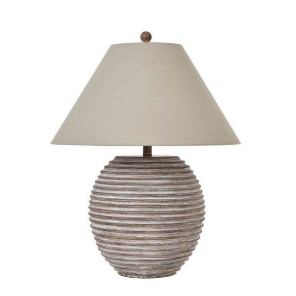 Saturn Table Lamp with Linen Shade - Ceramic - L53 x W53 x H71 cm - Brown