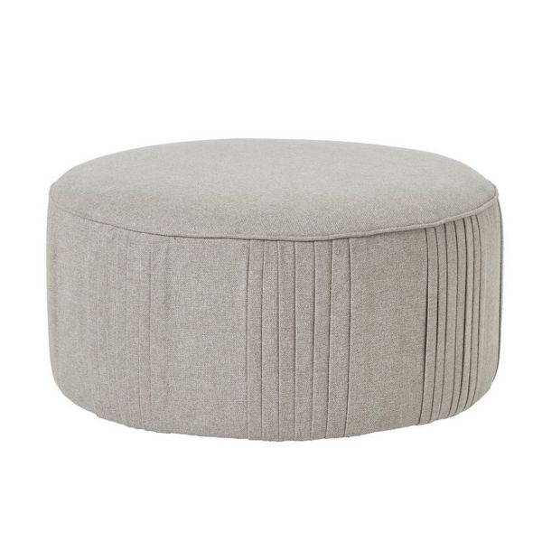 Lily Swivel Ottoman in Oatmeal Twill - Wood - L82 x W82 x H43 cm