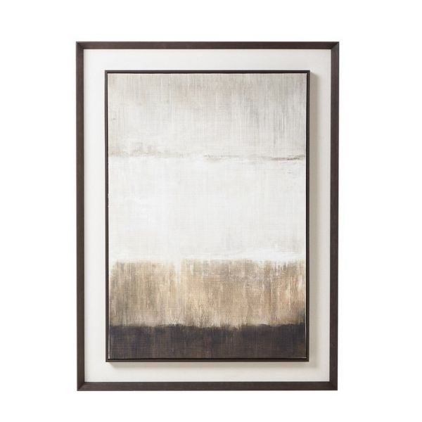 Extra Large Moderno Painting on Linen Mounted in Frame - Wood - L5 x W90 x H120 cm - Brown