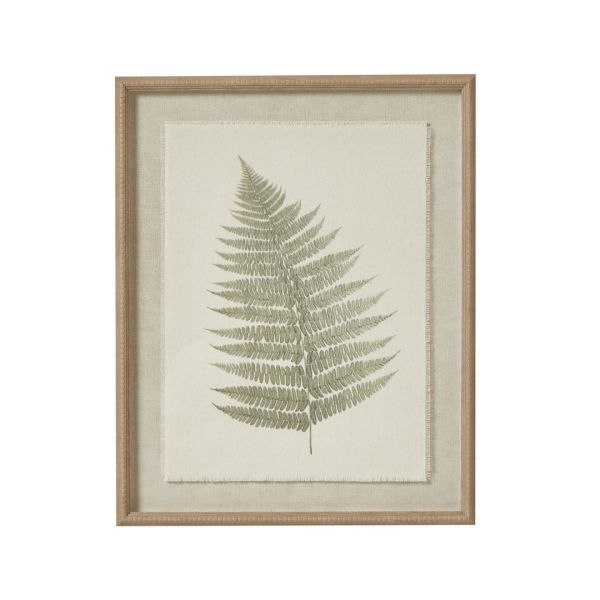 Bracken Art on Texture-Torn Paper with Beaded Frame - Glass/Wood - L2 x W40 x H50 cm