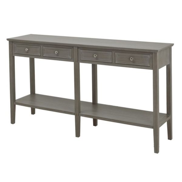 The Serene Collection Four Drawer Console Table - Wood - L40 x W160 x H86 cm - Grey