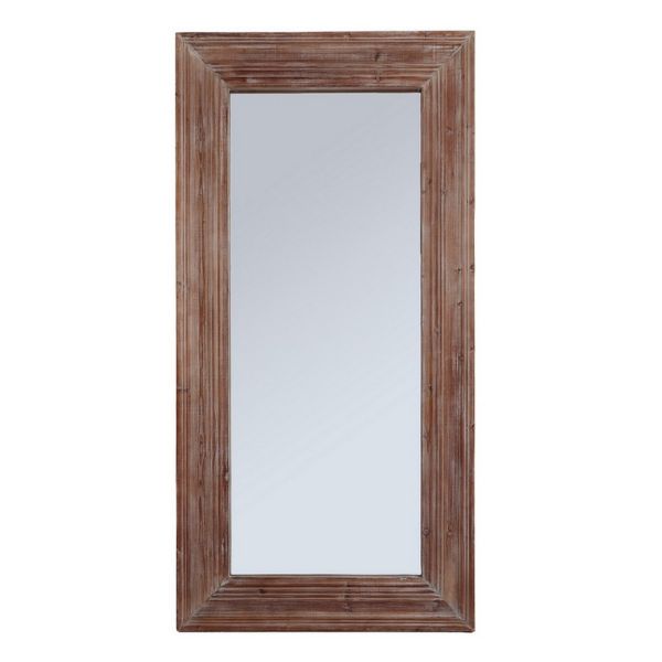 Newby Washed Wood Large Mirror - Glass - L7 x W100 x H200 cm - Brown