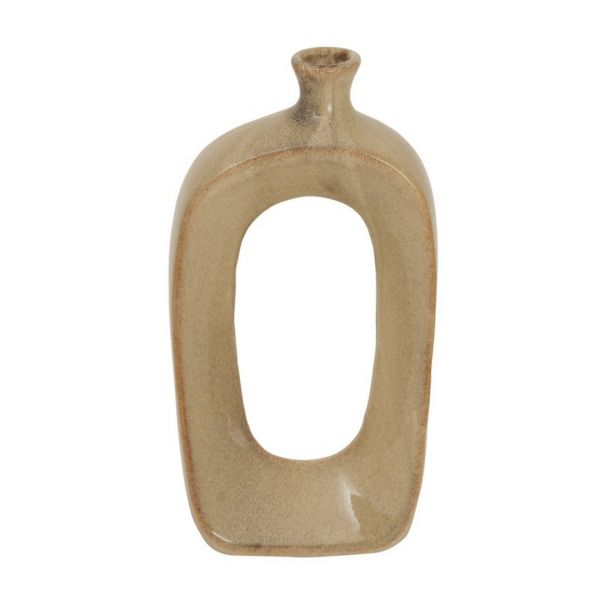 Sabbia Collection Medium Hollow Vase - Ceramic - L7 x W16 x H34 cm - Brown