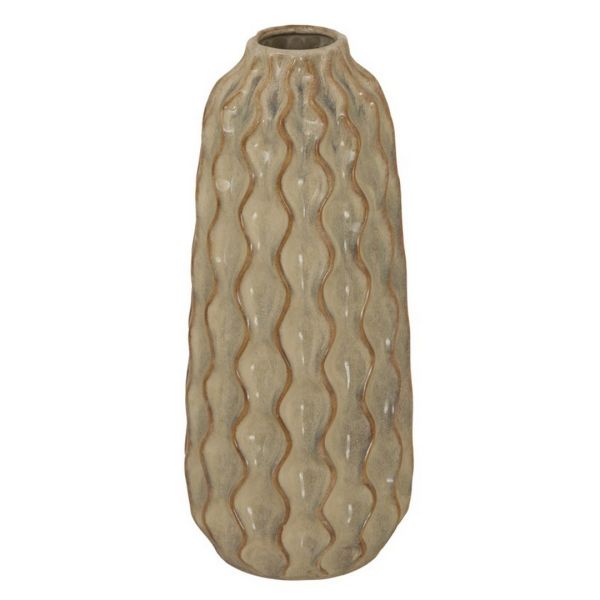 Sabbia Collection Tall Wave Vase - Ceramic - L20 x W20 x H47 cm - Brown