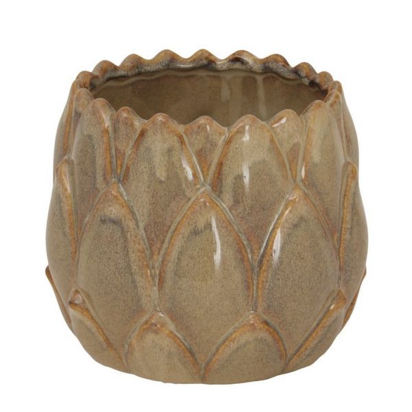 Sabbia Collection Artichoke Plant Pots - Ceramic - L16 x W16 x H14 cm - Brown