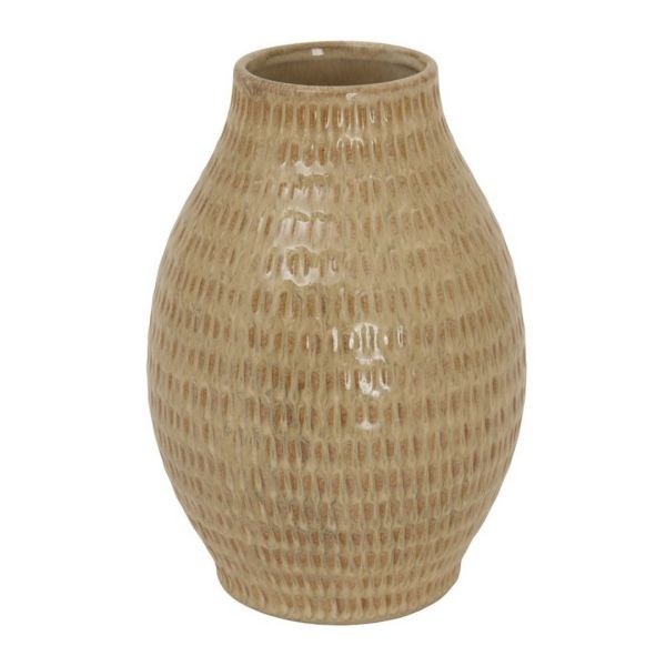 Sabbia Collection Small Textured Vase - Ceramic - L18 x W18 x H17 cm - Brown