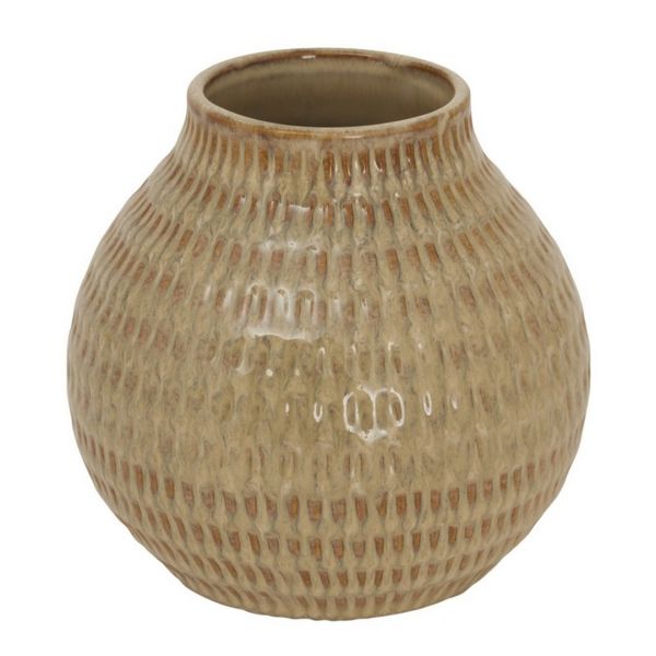 Sabbia Collection Medium Textured Vase - Ceramic - L19 x W19 x H27 cm - Brown