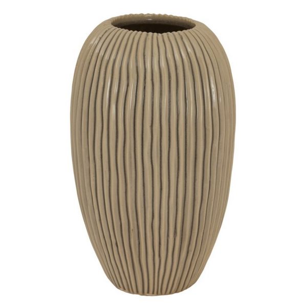 Pallida Collection Large Striped Vase - Ceramic - L19 x W19 x H33 cm - Brown