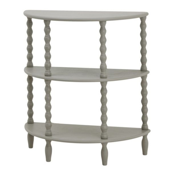 The Camden Collection Half Moon 3 Tier Table - Wood - L33 x W71 x H76 cm - Grey