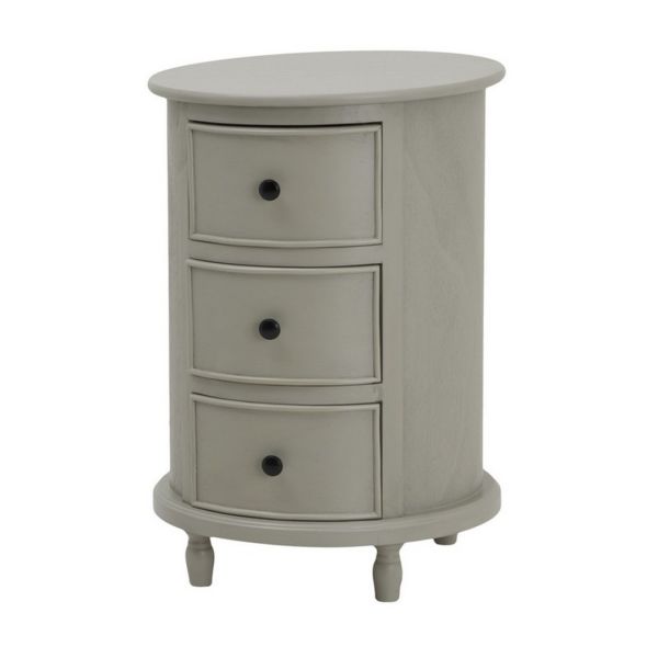 The Camden Collection 3 Drawer Round Side Table - Wood - L45 x W45 x H66 cm - Grey