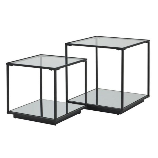 Lennox Framed Side Tables (Set of 2) - Glass - Black