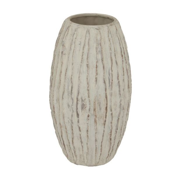 Lorenzo Large Fin Vase - Ceramic - L27 x W27 x H49 cm - White