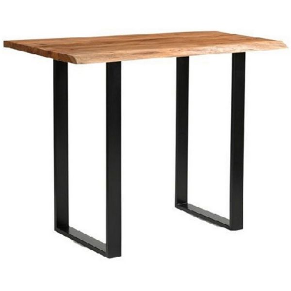 Live Edge Collection Light Acacia Bar Table - Metal - L70 x W130 x H100 cm - Black
