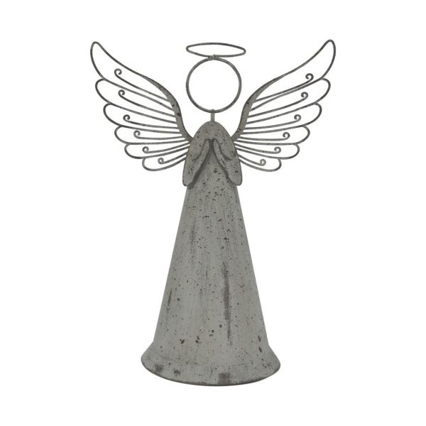Large Rustic Standing Angel Decoration - Metal - L10 x W18 x H25 cm - Brown