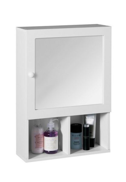 Mirrored Cabinet - Wood/Glass - L15 x W40 x H56 cm - White