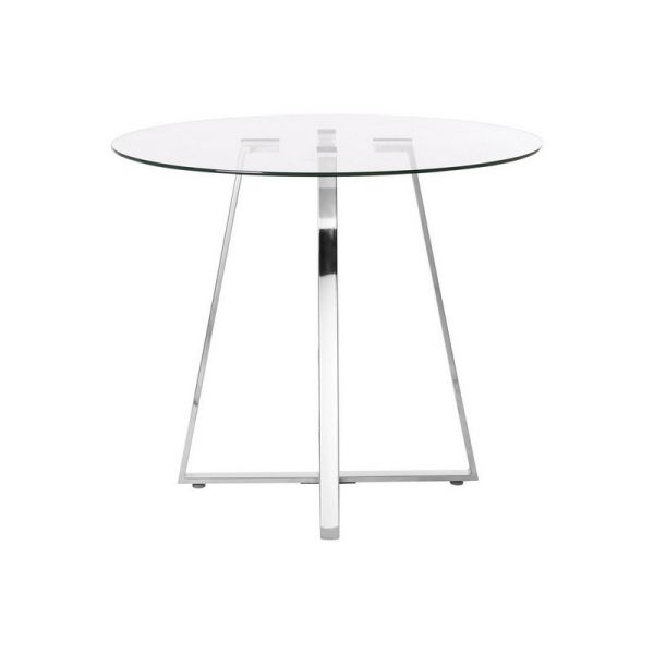 Metropolitan Round Dining Table - Glass/Metal - L96 x W96 x H8 cm - Silver