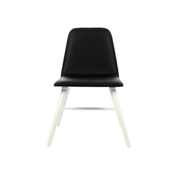 Cassy Leather Effect Dining Chair - Synthetic/Wood - L60 x W47 x H81 cm - Black/White