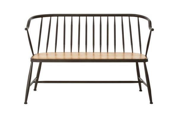 New Foundry Ash Bench Chair - Metal/Wood - L61 x W133 x H87 cm - Black
