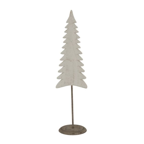 Whitewashed Tall Christmas Tree on Stand - Metal - L9 x W10 x H40 cm - White