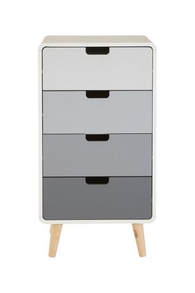 Milo Four Drawer Cabinet - Wood - L48 x W38 x H89 cm - White/Grey