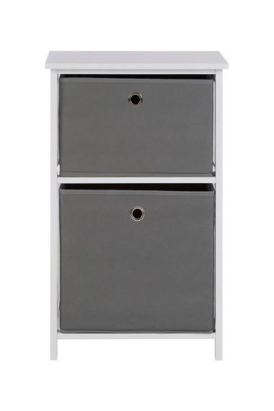 Lindo 2 Drawers Cabinet - Wood/Textile - L40 x W29 x H63 cm - Grey Coloured Fabric