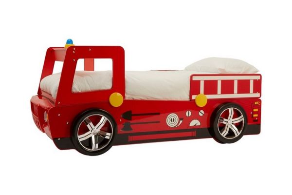 Kids Fire Engine Bed - Metal/Wood/Textile - L214 x W98 x H112 cm - Red