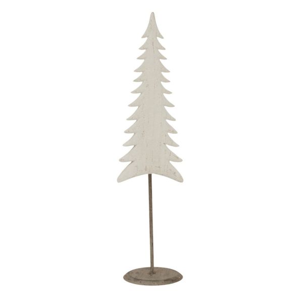 Medium Whitewashed Tall Christmas Tree on Stand - Metal - L12 x W13 x H53 cm - White