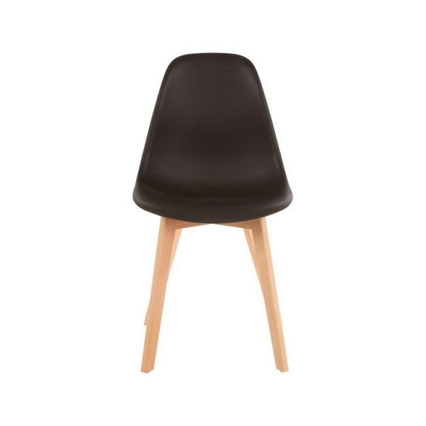 Stockholm Dining Chair with Beech Legs - Wood/Synthetic - L52 x W46 x H85 cm - Black