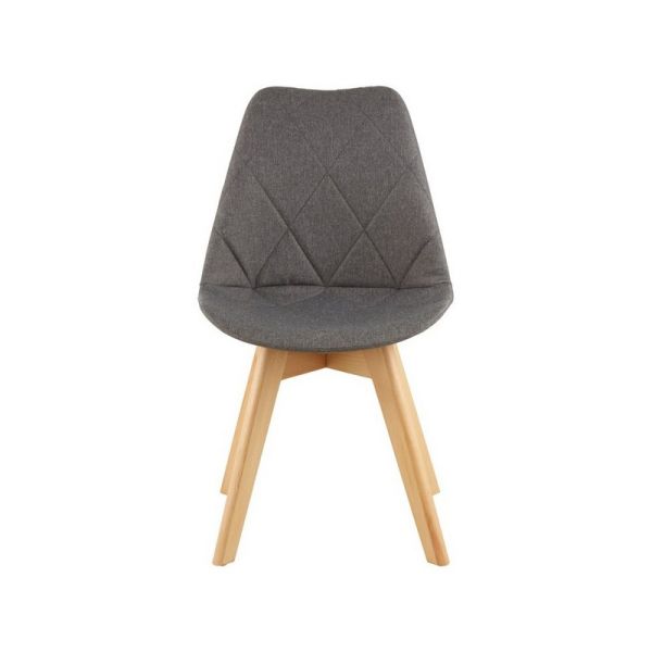 Stockholm Diamond Pattern Dining Chair - Wood/Textile/Synthetic - L48 x W55 x H81 cm - Grey