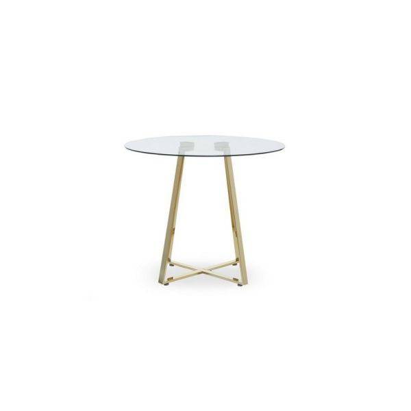 Metropolitan Round Dining Table - Metal/Glass - L90 x W90 x H76 cm - Gold/Clear