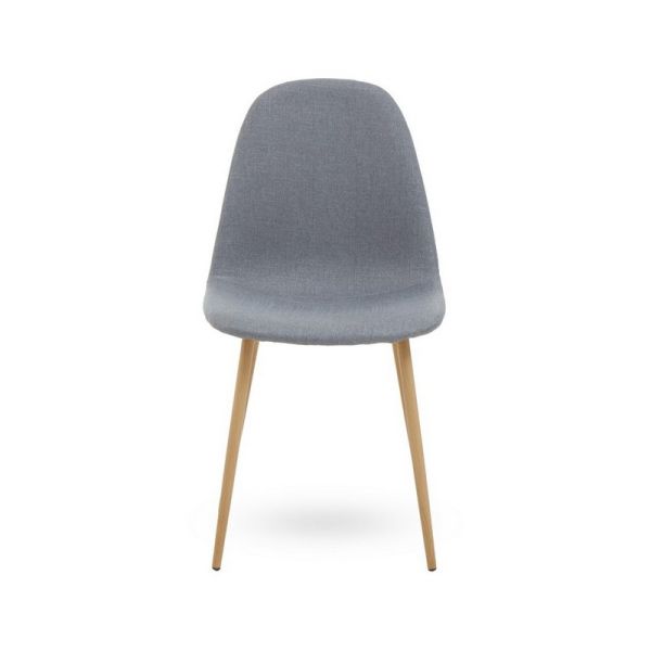 Salford Dining Chair with Ash Wood Effect Legs - Metal/Textile/Synthetic - L52 x W44 x H89 cm - Natural/Grey