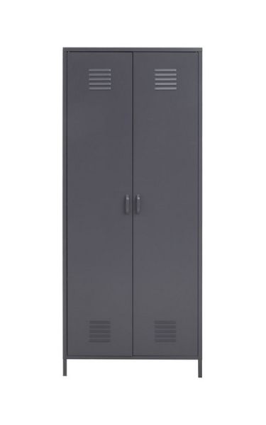 Academy Two Door Wardrobe - Metal - L50 x W76 x H180 cm - Grey