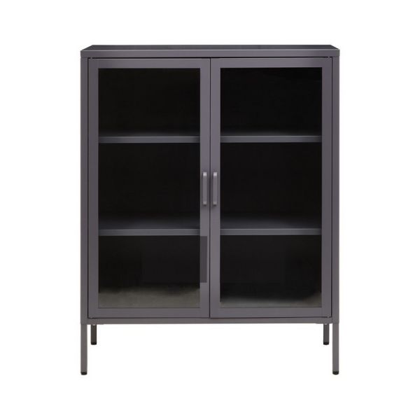 Acier Two Door Cabinet - Metal - L40 x W80 x H102 cm - Grey