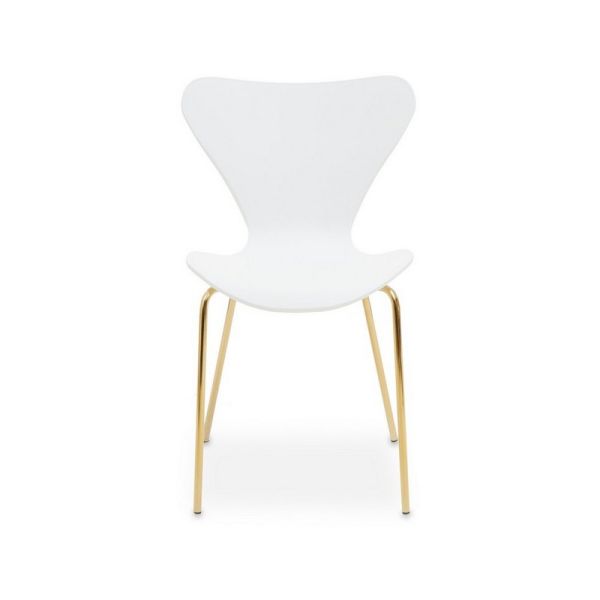 Laila Dining Chair - Synthetic/Metal - L46 x W50 x H80.5 cm - Gold/White