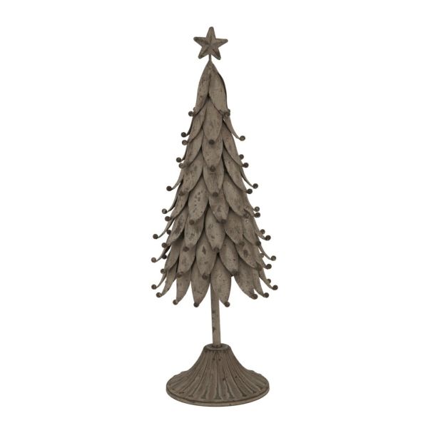 Rustic Decorative Tree with Star - Metal - L10 x W11 x H36 cm - Silver