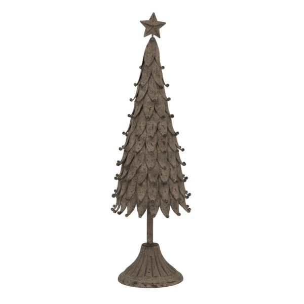 Medium Rustic Decorative Tree with Star - Metal - L10 x W14 x H45 cm - Silver