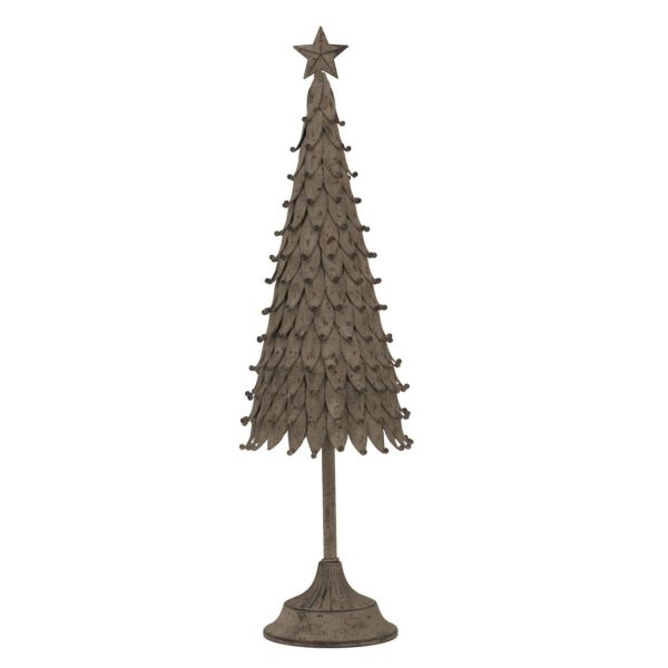 Large Rustic Decorative Tree with Star - Metal - L12 x W17 x H56 cm - Silver