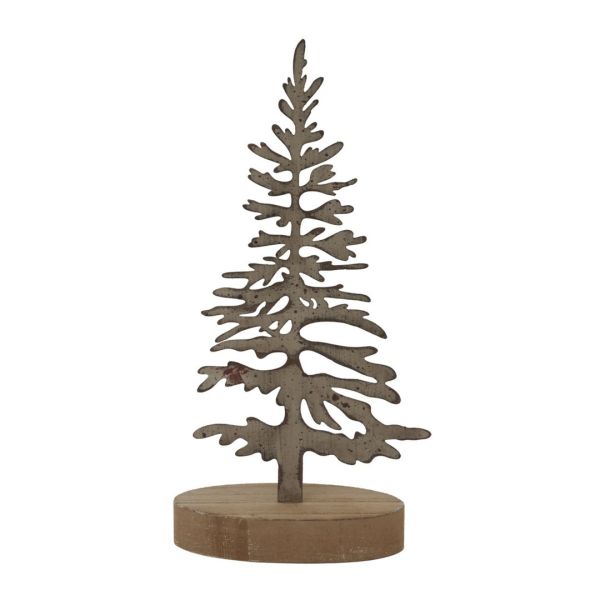Rustic Silhouette Decorative Tree on Stand - Metal - L5 x W10 x H22 cm - Brown