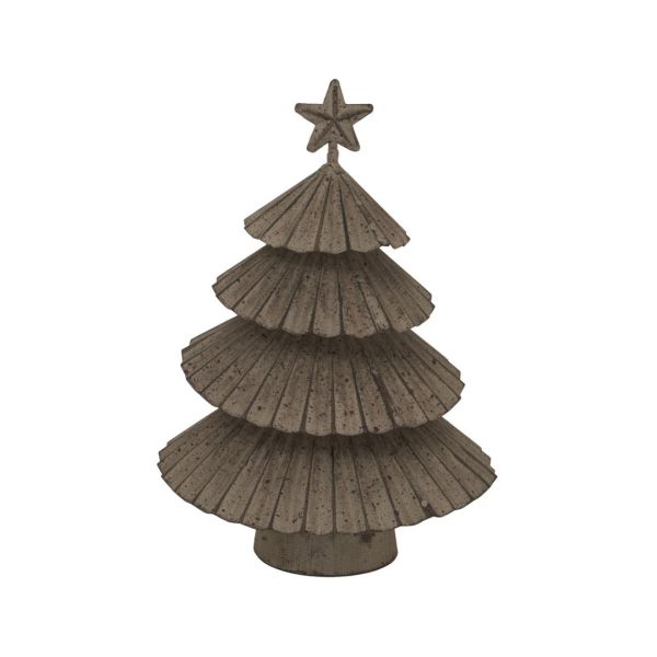 Rustic Layered Christmas Tree with Star - Metal - L6 x W14 x H19 cm - Silver