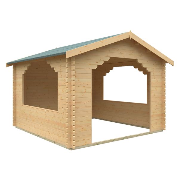 12x12 The Stowe 44mm Cabin - L355 x W355 x H282.9 cm - Solid Wood/Softwood/Pine - Natural