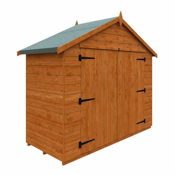 3 x 7 Feet Apex Compact 12mm Shed - Solid Wood/Softwood/Pine - L85 x W205 x H190.8 cm - Burnt Orange