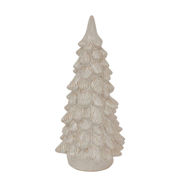 Large Alora Snowy Christmas Tree - Ceramic - L12 x W12 x H27 cm - White