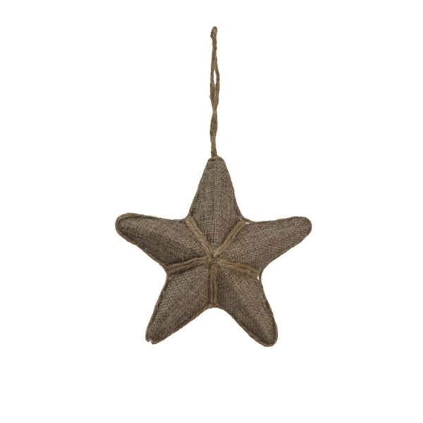 Jute Hanging Star Bauble - Rope - L14 x W14 x H5 cm - Brown